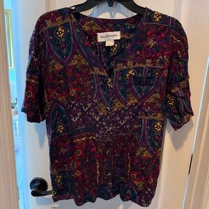 Vintage Norton McNaughton Purple and Red Paisley Button Down Shirt